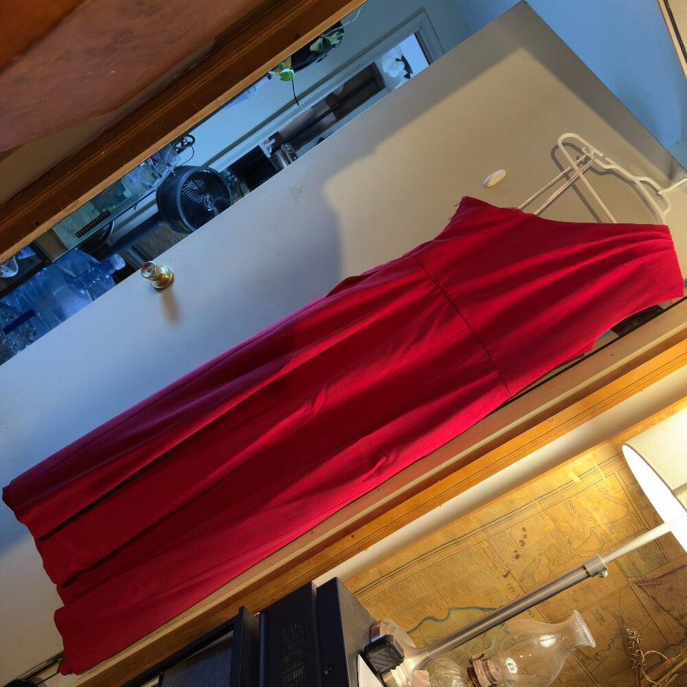 Kay Unger Genesis Walk Thru Pant Dress One Shoulder Red Size 14 - Picture 3 of 15